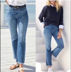 AYR The Bomb Pop High-Rise Cropped Flare Jeans Raw Hem Denim Size 27
